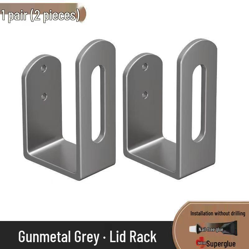 Wall-Mounted No-Punch Pot Lid & Cutting Board Storage Rack