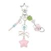 Sweet Pastel Bag Charm Hollow Star Clasp Pink Blue Beads Bow Transparent Star Cherry Blossom Pendant Cute Girl Handbag Decor