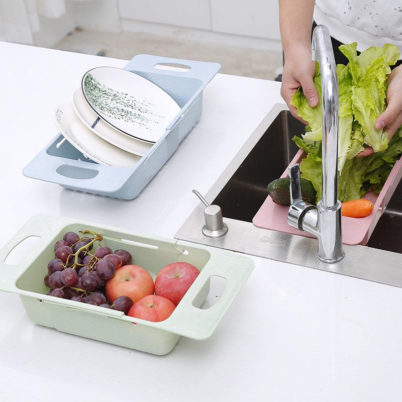 Adjustable Retractable Kitchen Sink Basket for Washing Fruits & Vegetables