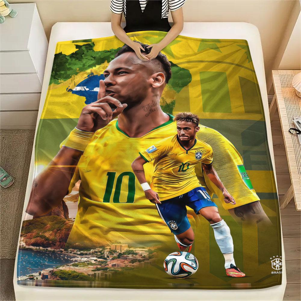 1PC Neymar Patterned Flannel Blanket Suitable For All Seasons for Home Decor Warmth and Comfort Gifts Holiday Present
