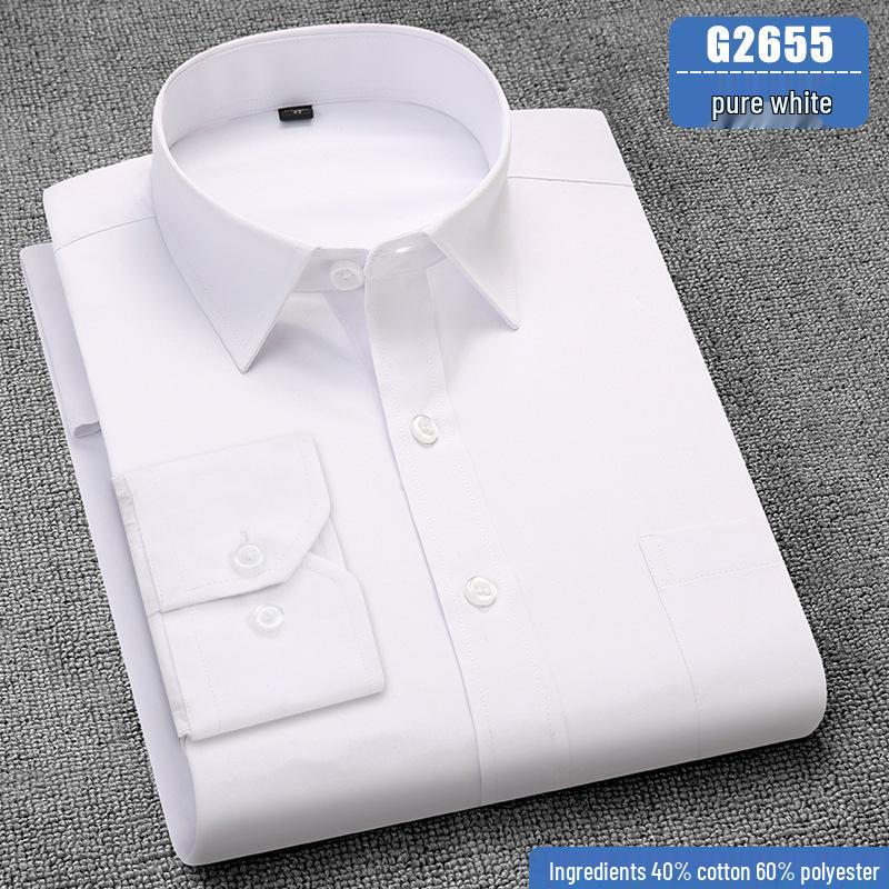 Pánská košile s dlouhým rukávem nežehlivá - Přizpůsobitelné logo, Ležérní jednobarevná pro práci a podnikání