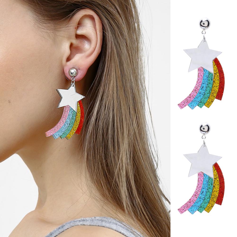 

Стильные серьги-гвоздики со звездами и радужными блестками, кулон для ушей, женские серьги-гвоздики Brinco, вечерние ювелирные изделия, подарок