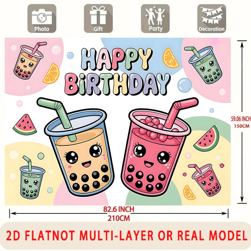 Party Backdrop Happy Birthday Birthday Multicolor Photo Booth Background Wall Decor