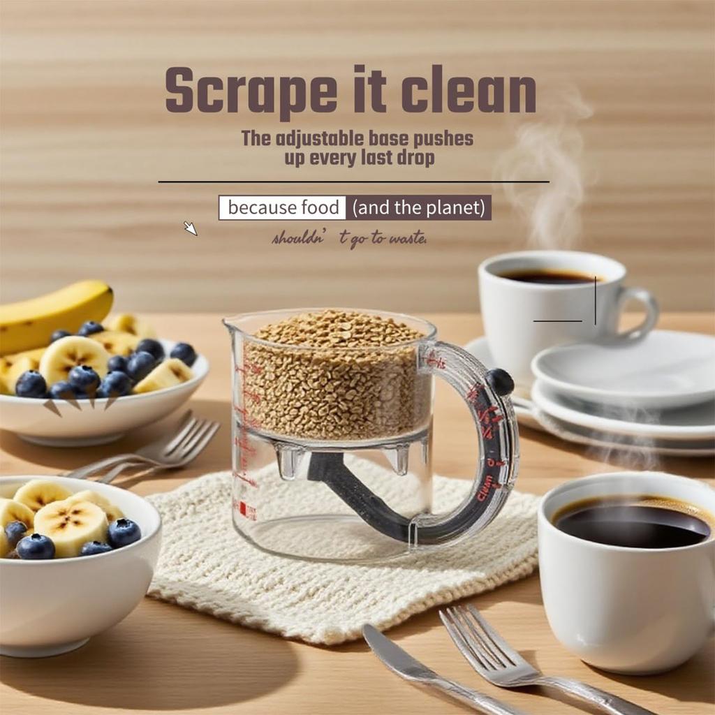 4-in-1 Adjustable Measuring Cup All  One Multifunctional With Scraper Seal Base Space Saving Easy To Clean For Cooking Baking