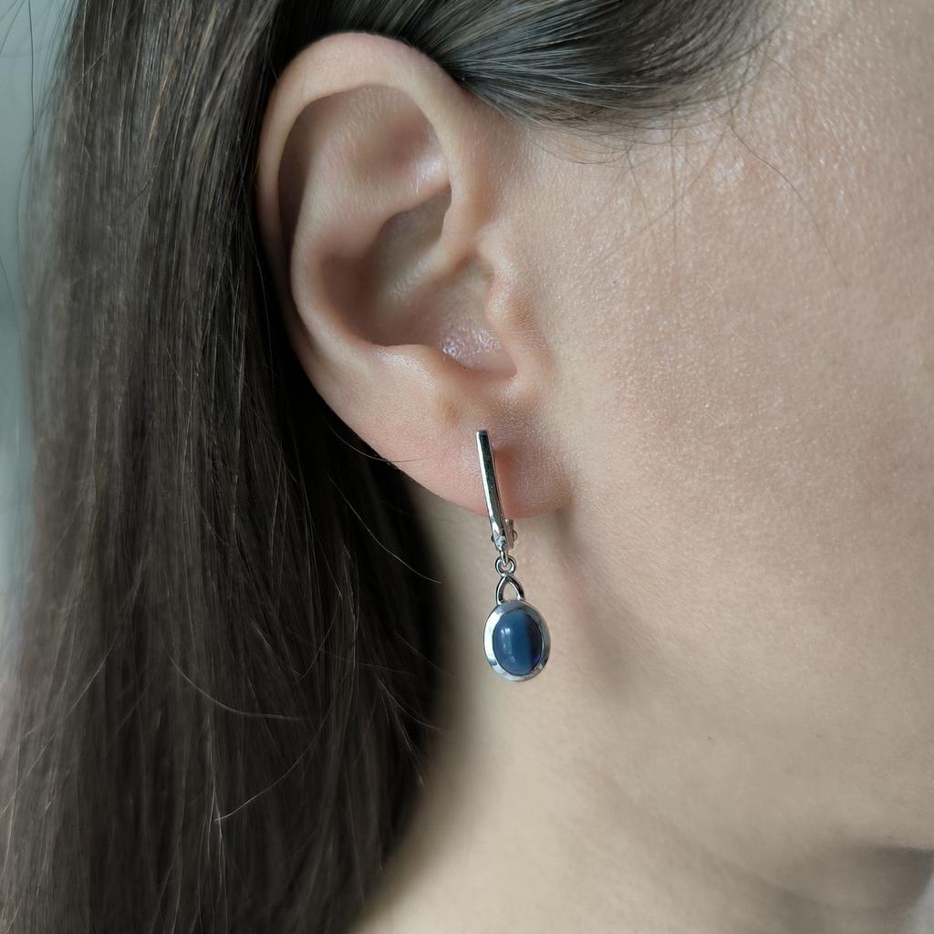 Серебряные серьги с сапфиром nano 2.113ct (2188940)