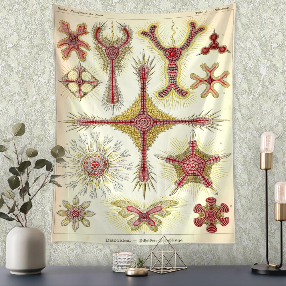 Boho Style Psychedelic Witchcraft Art Mystic Home Decor Undersea Insect Identification Map Tapestry Wall Hanging