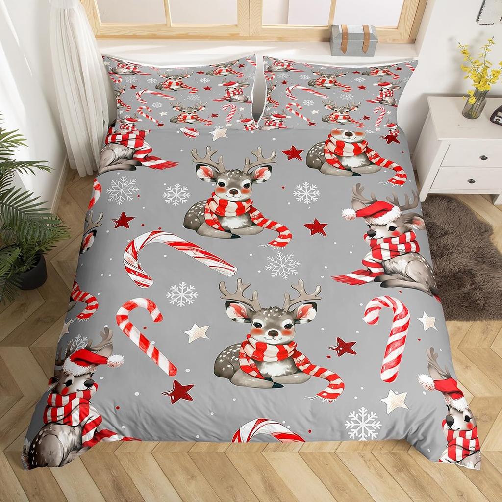 Dachshund Dog Duvet Cover Set Twin King Merry Christmas Theme Bedding Set 3Pcs For Kids Teens Kawaii Cartoon Pet Comforter Cover