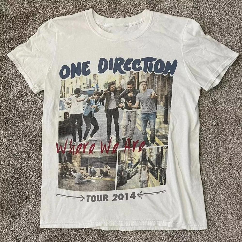Vtg One Direction Band 2014 Tour Heavy Cotton White All Size Unisex Shirt DI249 Unisex T-Shirt XXXXL 1990₽