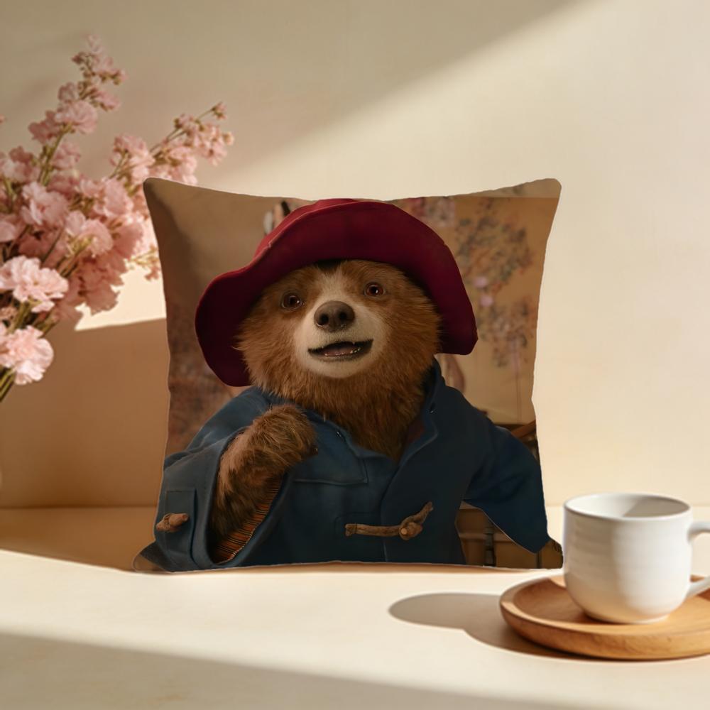 Fashion PPaddington Beariou Cushion Cover Stylish Washable Pillow Cover Ideal for Couch Bedroom Car Decoration