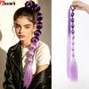 Y2K Bubble Braided Hair Elastics Ponytail, Laser Bright Silk Mixed Long Lantern Bubble,Synthetic Hair Extension Braids