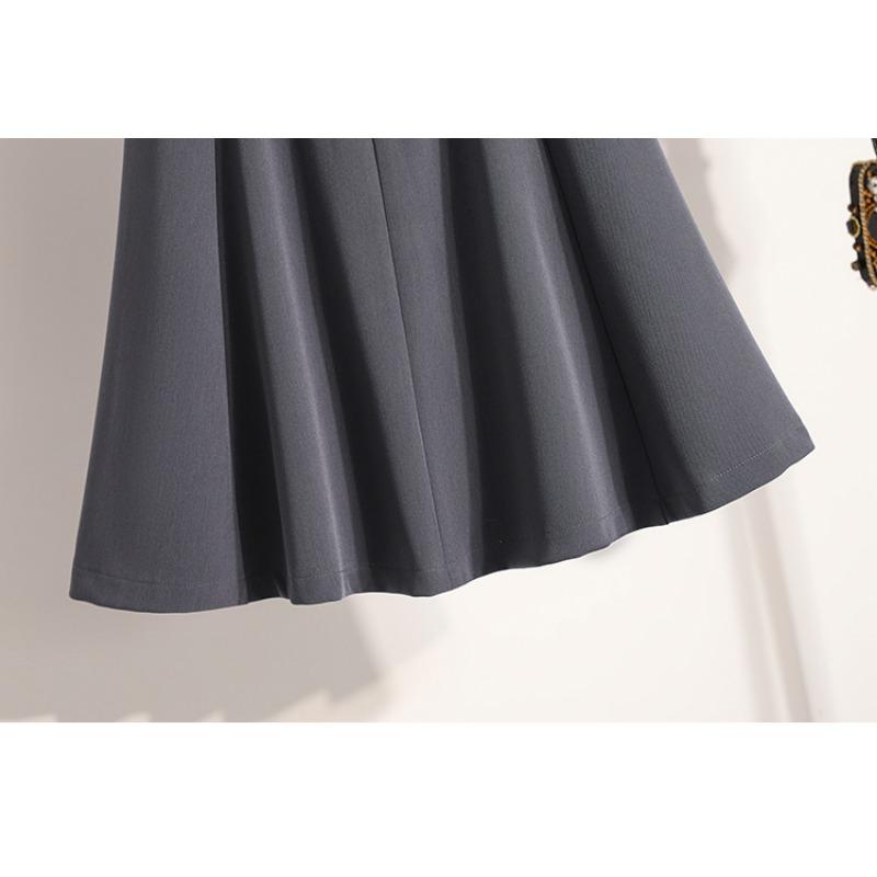 Spring Summer Women Plus Size New Skirts Vintage Elastic Solid Loose Pleated Skirts High Waist
