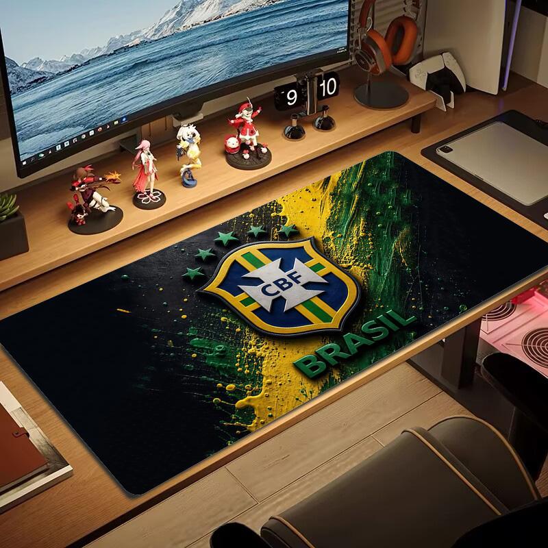 Brazil National Football Team2 Print Cushion Non-slip Laptop Tablet Big Mousepad XXL Mat Mini PC Playmat With Lock edge