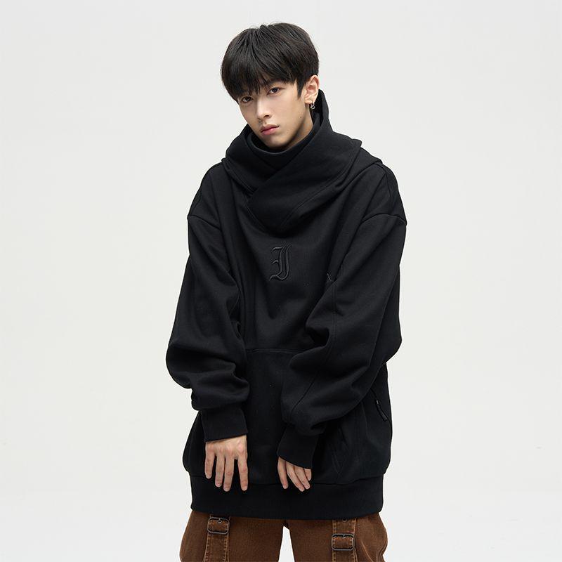 Ninja Herren-Hoodie mit Stehkragen gegen soziale Ängste – Herbst/Winter Samtjacke, schweres Material, trendige Partnerjacke