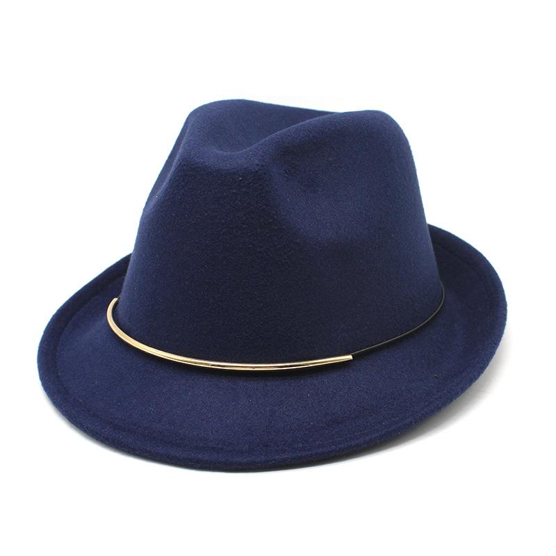 Wool Top Hat Ladies Trend Hat Gold Buckle Jazz Hat Wool Felt Hat