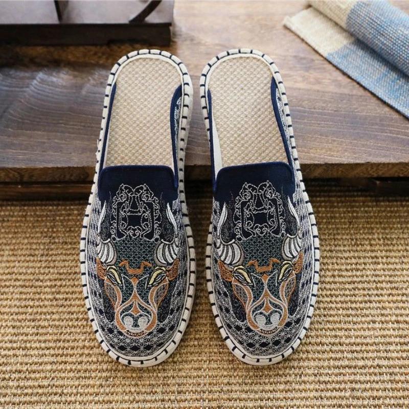 Fashion Outdoor Half Shoes Slippers for Men Genuine Leathe Mules Elegant Fun Designer Luxury Low Price Trend 2025 Original Summer Sale
