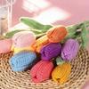 Crochet Flowers Knitted Tulips Flower Creative Finished Fake Flower Plants  Desktop Ornament