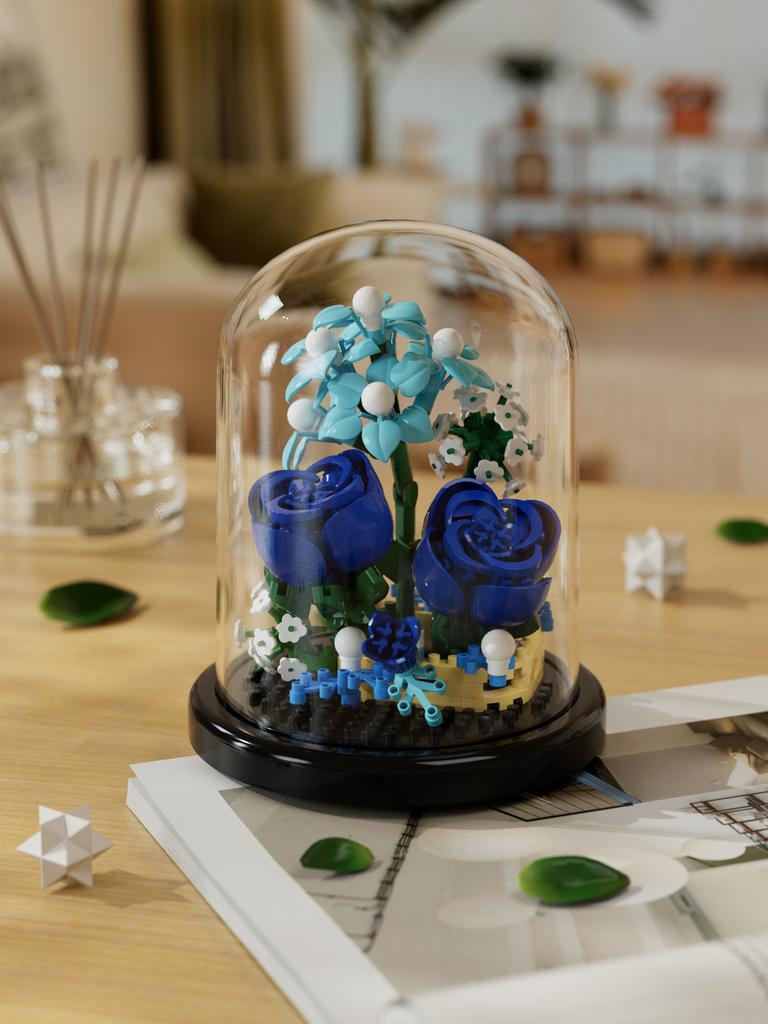 Building Block Flower Eternal Rose Small Particle Building Block Assembly Toy Birthday Christmas Gift Desktop Decoration
