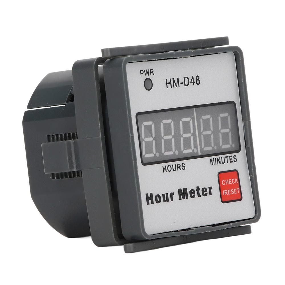 Hour Meter Gauge Digital Display 0‑999.99h Timer Hourmeter AC 220V 50Hz HM-D48