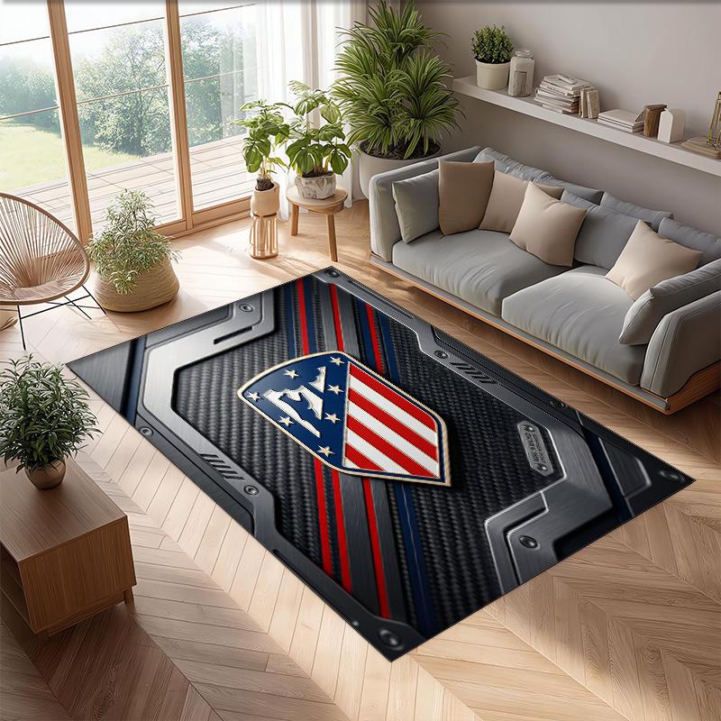 Atletico Madrid Printed Flannel Area Rug Non Slip Soft Polyester Floor Carpet Indoor Decor Mat for Bedroom Living Room Sofa Game Room Home Decoration