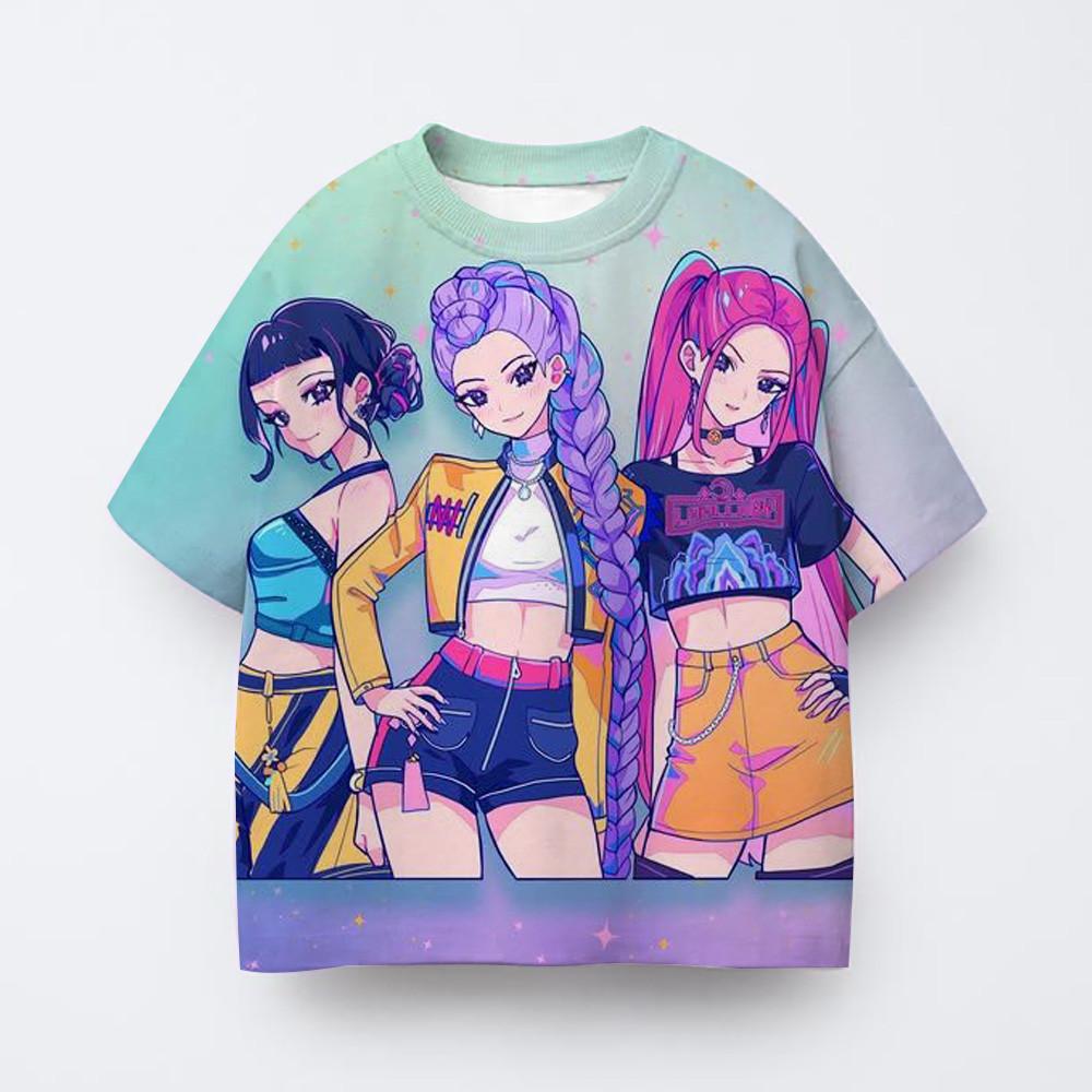 Kpop witch hunting group 3D printing children's T-shirts, girls' cartoon T-shirts, boys' anime T-shirts, children's Kawaii T-shi