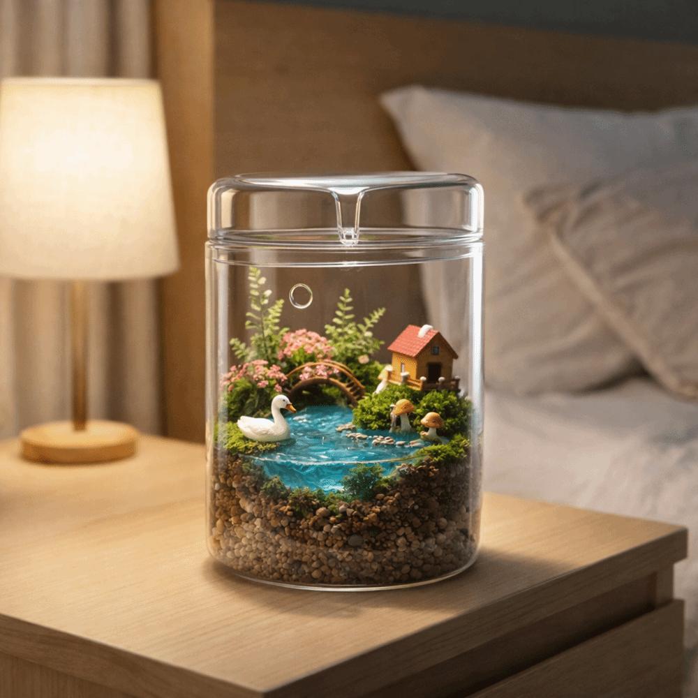 Perforated Cover Desktop Glass Vase Cylinder Micro Landscape Glass Terrarium Bonsai Display