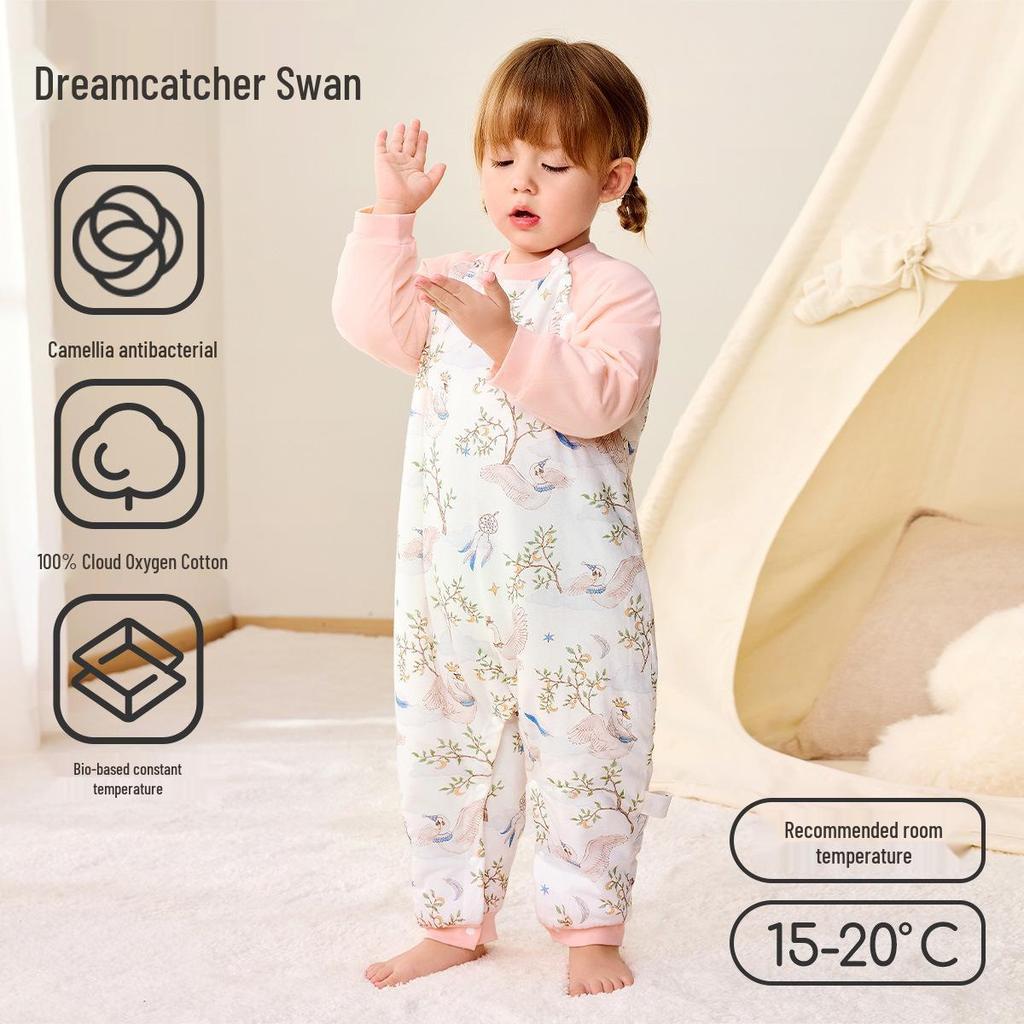 Camellia Constant Temperature Baby Sleeping Bag - Autumn & Winter Quilted Anti-Kick Blanket with Legs for Children