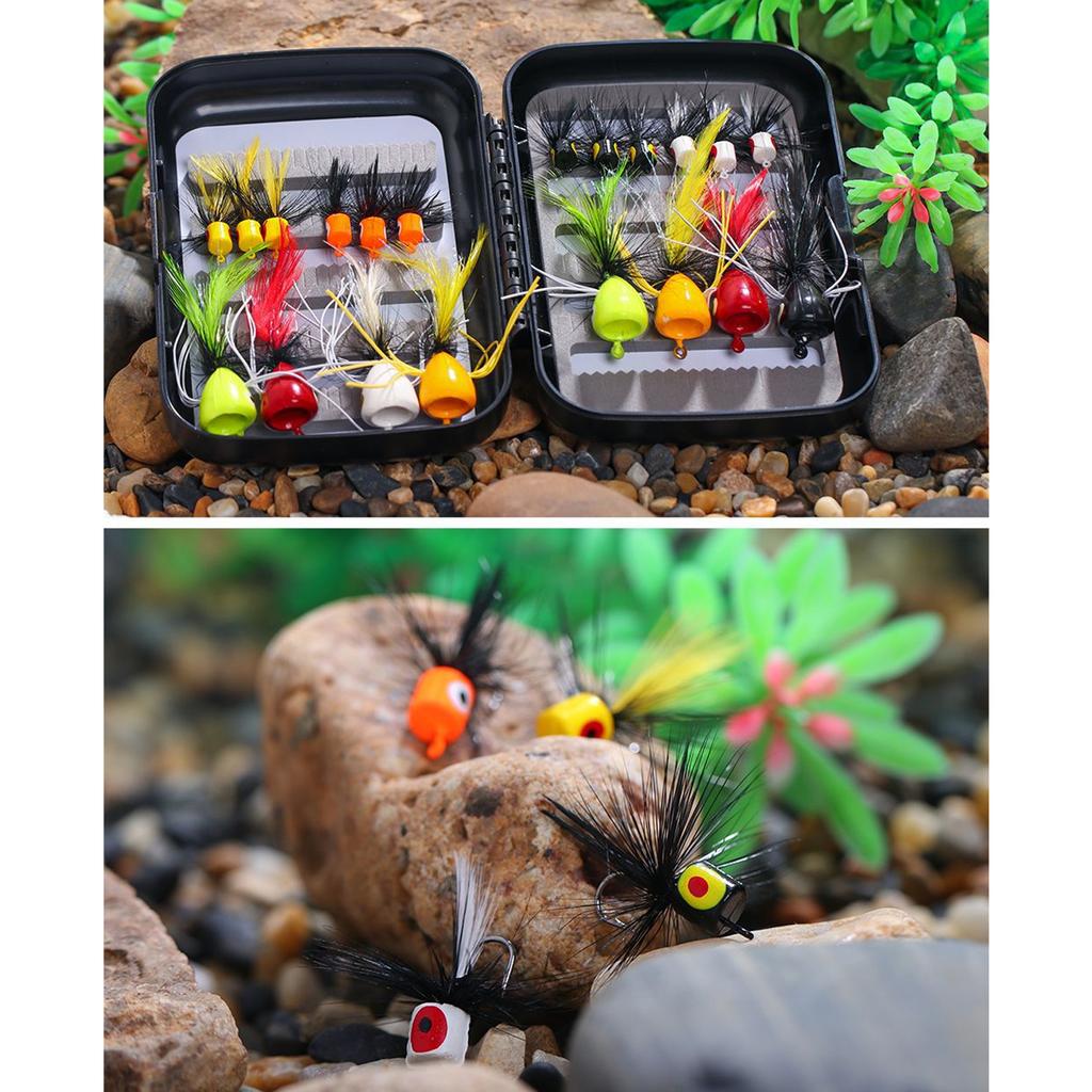 20pcs Fly Fishing Lures Fishing Popper Realistic Outdoor Fishing Lures with Hooks for Salmon Bass Pa