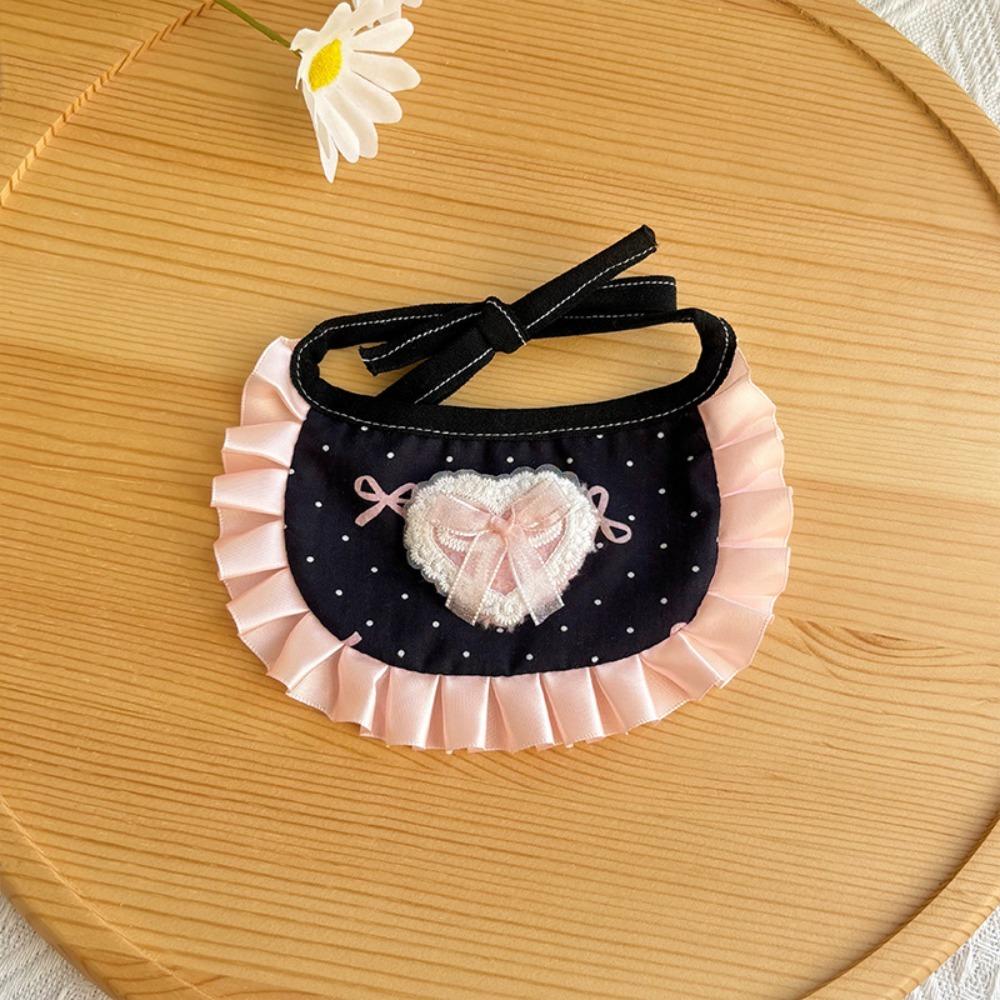 Sweet Cute Bowknot Pet Bib Lace Polka Dot Pet Cat Scarf Cats Dress Up Cat Scarfs Pet чёрный
