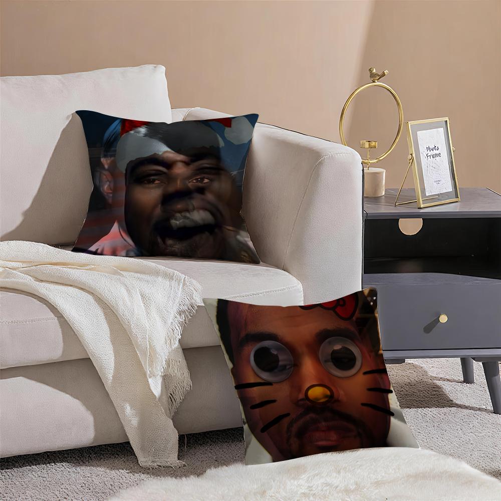 Man Funny Funny K-Kanyes W-Wests Pillow Case Double-Sided Plush Sofa Cushion Covers Organic Breathable Invisible Zipper