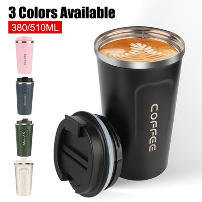 Doppelwandiger Edelstahl Auto Thermobecher Kaffeebecher Thermo Cafe 380/510ML für Tee Wasser Kaffee Auslaufsicher Reise Thermobecher