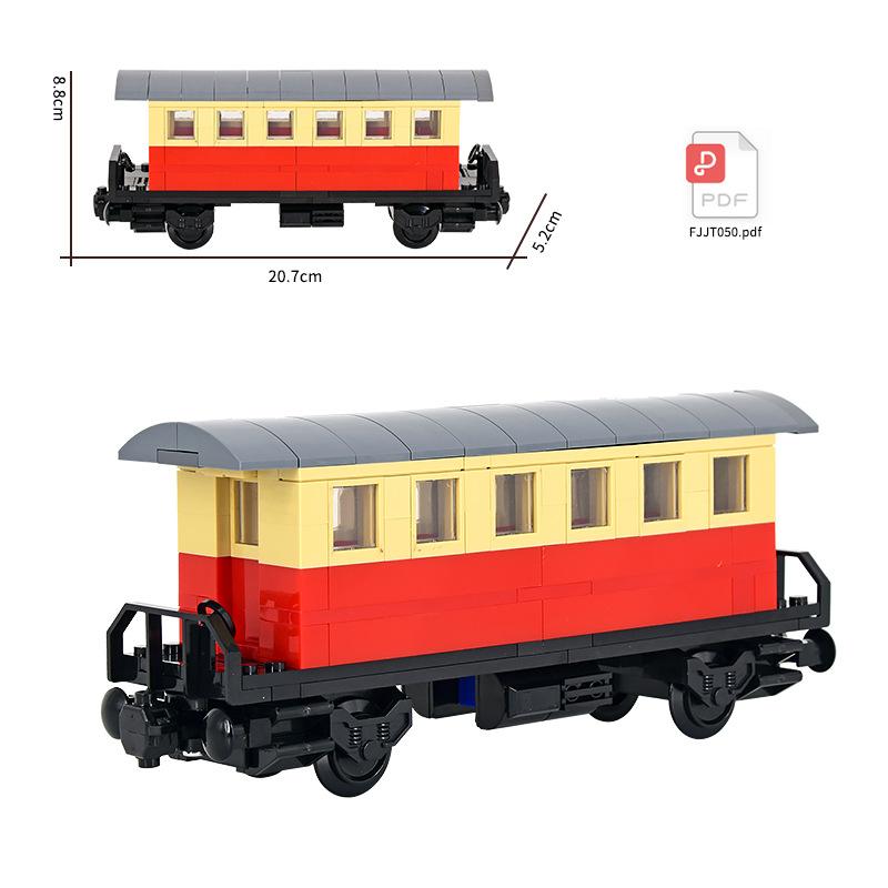 MOC City Steam Train Engine with Carriages: DIY High-Tech Modular Transport Vehicles Building Blocks Set