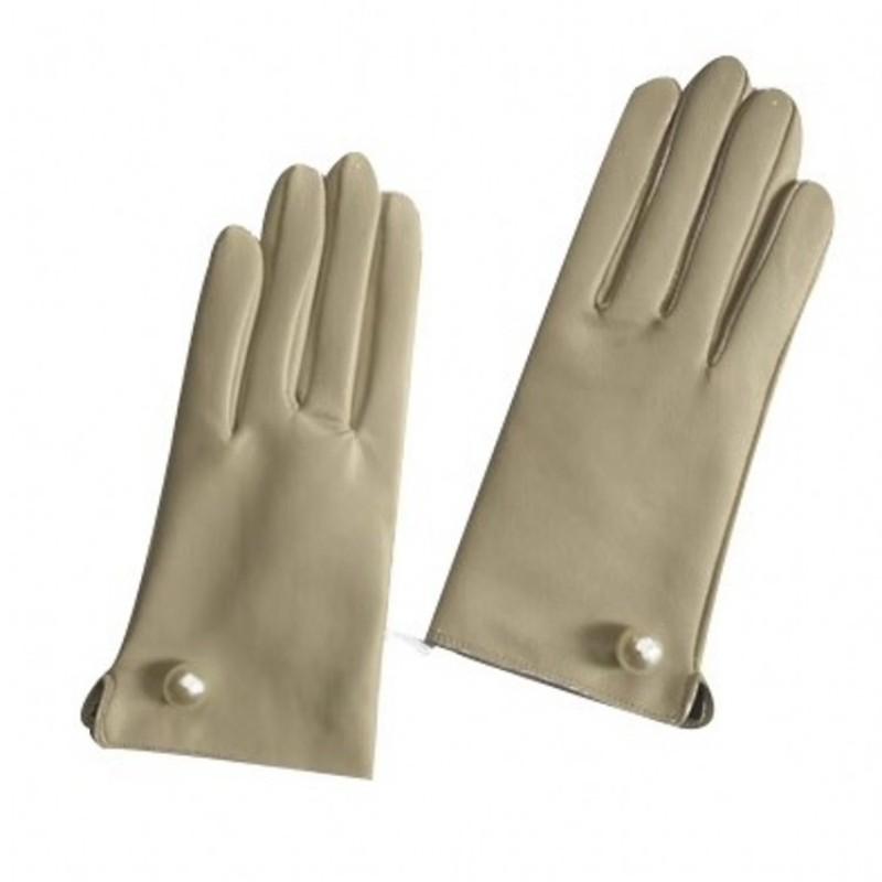 Elegant Women Pearls Sheepskin Genuine Leather Gloves Motorcycle Riding Gloves Female Accessories Mittens Autumn Winter Gloves