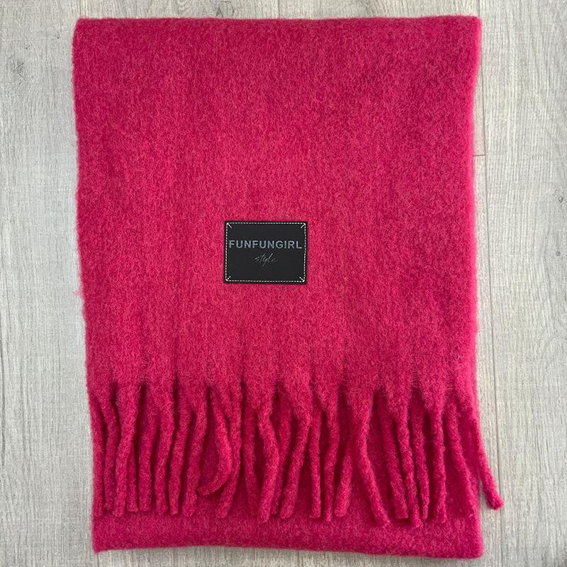 Autumn and winter Ankela red wool scarf women's new solid color thickened warm scarf high-end simple and versatile shawl