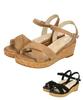 Round Wedge Available In Large and Small Comfortable for Cushioned Cross 42201 Beige Cm [Oriental Traffic] Women's Sandals, Toe, Heel, Sizes, Walking,