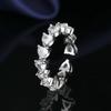 Luxury Pink Crystal Zircon Heart Shaped Open Ring for Women Shiny Metal Geometric Adjustable Finger Ring Fashion Jewelry Gift