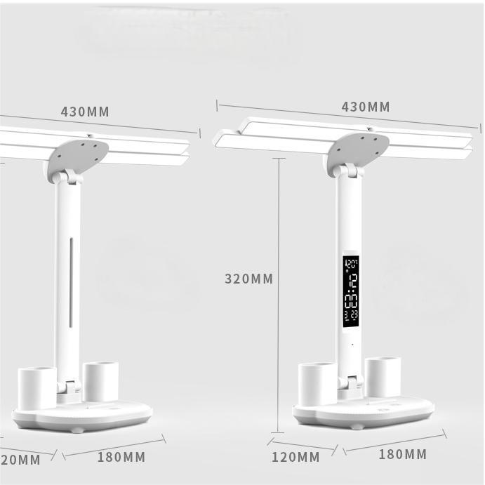 Stolní LED lampa USB stmívatelná dotyková skládací stolní lampa s hodinami kalendářní teploty Noční světlo pro studijní lampu na čtení