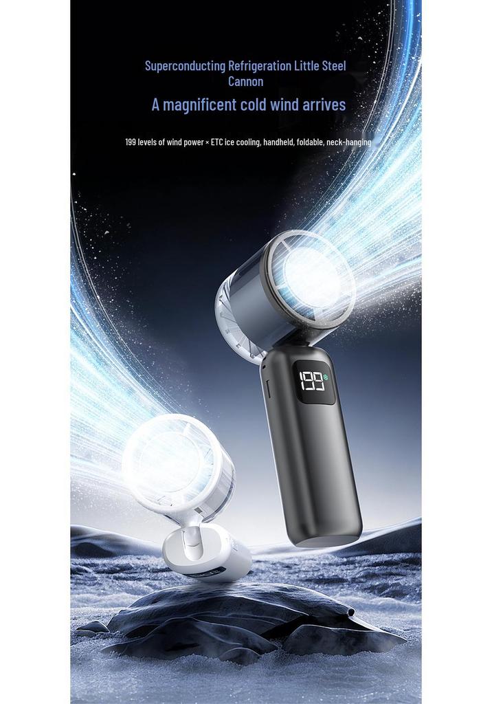 Portable High-Speed Foldable Fan with Ice Pack – Handheld, Neck Hanging, Silent for Office Use