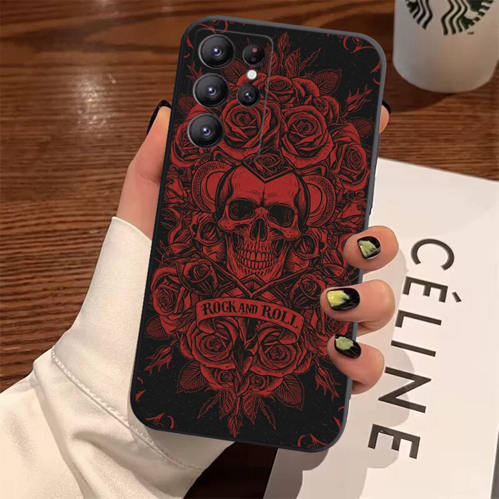 Skull Gothic Creepy Pastel Goth Case For Samsung Galaxy Case S25 S23 S22 S21 S30 S20 S10 Ultra Plus FE TPU Soft Cover