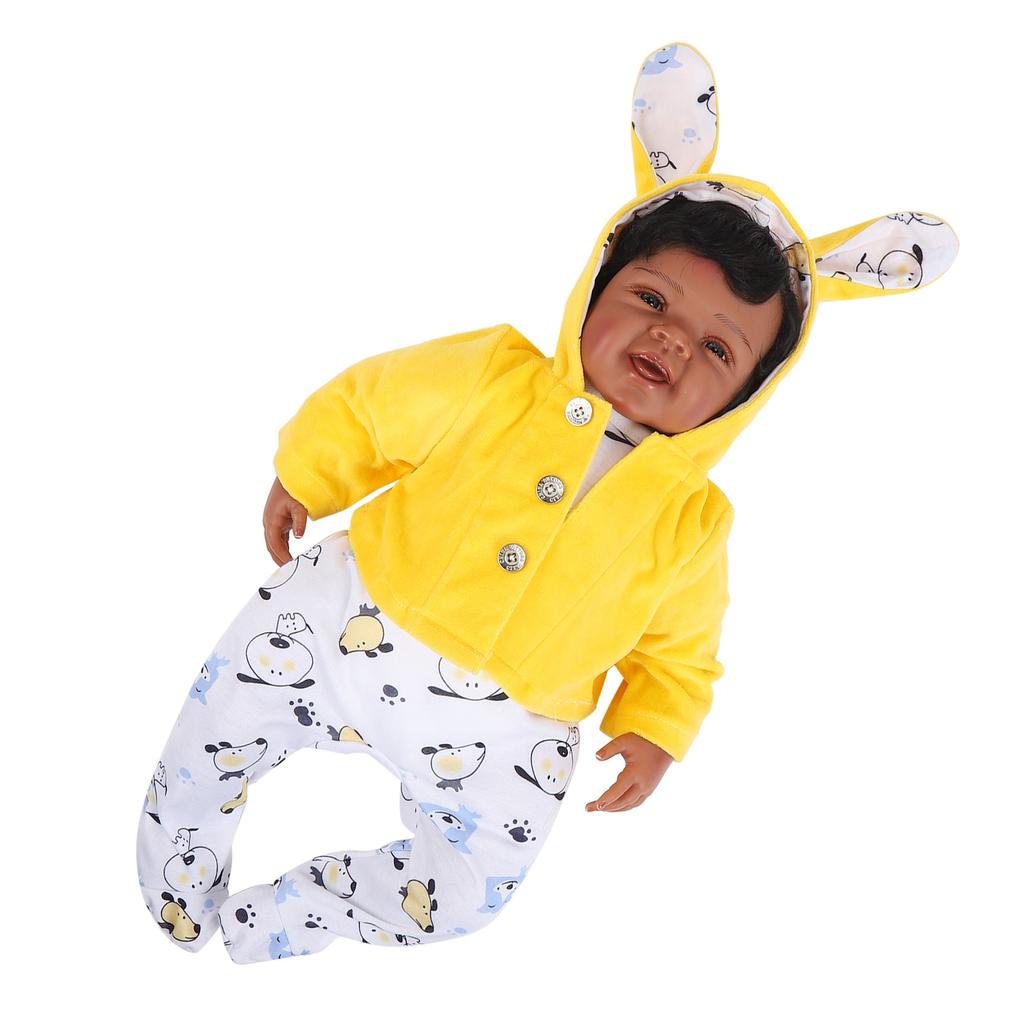 55cm Reborn Dolls Soft Vinyl Adorable African Baby Doll Toys with Milk Bottle Pacifier