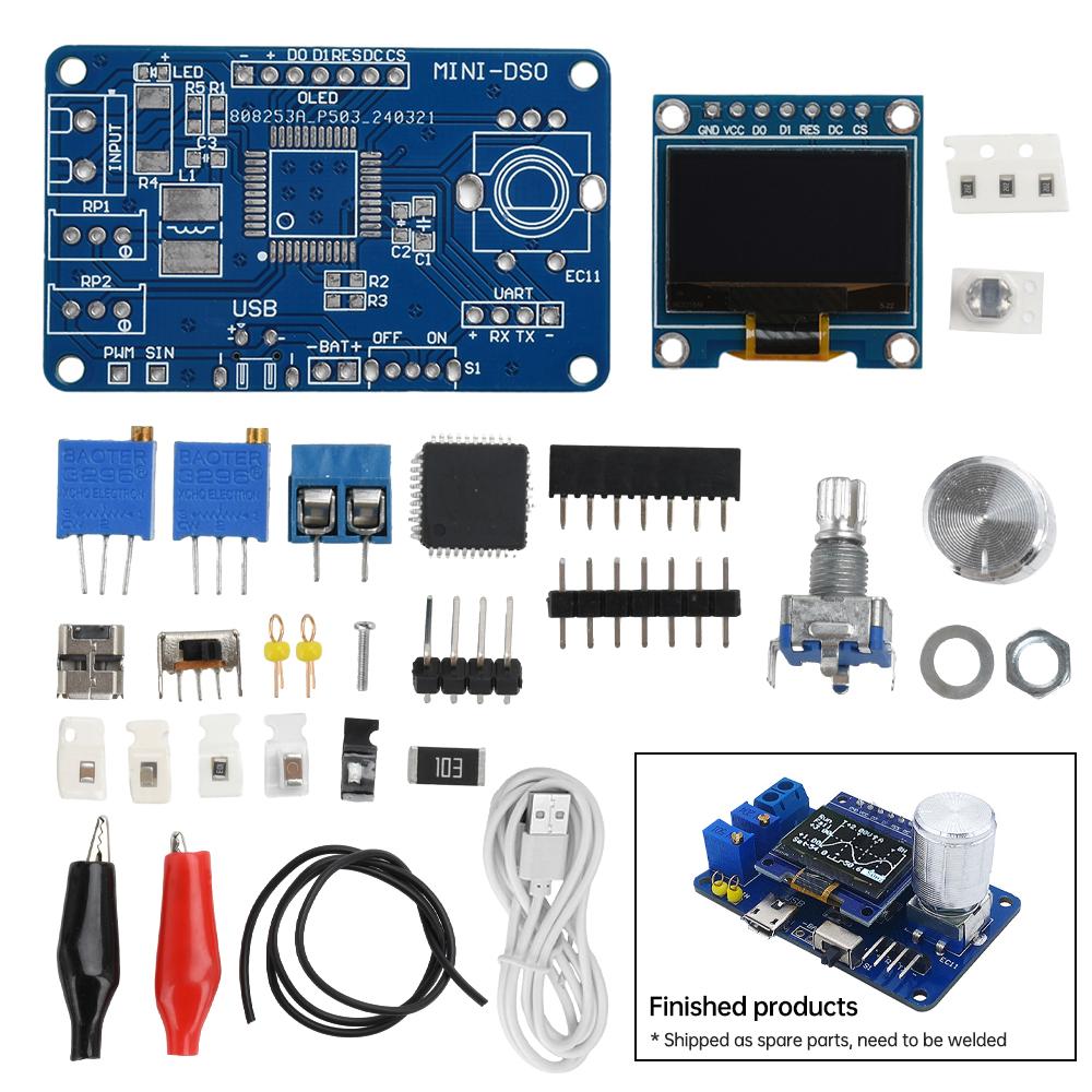 0.96-inch DOS LCD Oscilloscope Kit DC 5V BSTC Microcontroller Electronic DIY Components Micro USB Interface