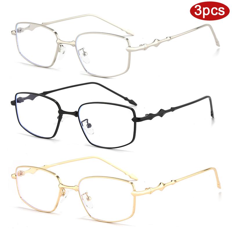 3pcs Fashion Small Square Glasses Frame Women Metal Frame Shape Eyewear Clear Optical Eyeglasses Transparent Lens Spectacle