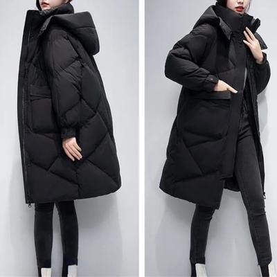 Neue Winter Damen Parka mit Kapuze Jacken Verdicken Warme Baumwolle gefütterte Puffer Mäntel Beiläufige Lange Parkas Kleidung Lose Oberbekleidung