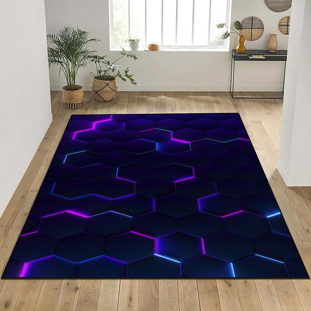 Anime Hexagonal Honeycomb Door Mat Entrance Non-slip Washable Kitchen Carpet Living Room Hallway Rug Bathroom Decoration