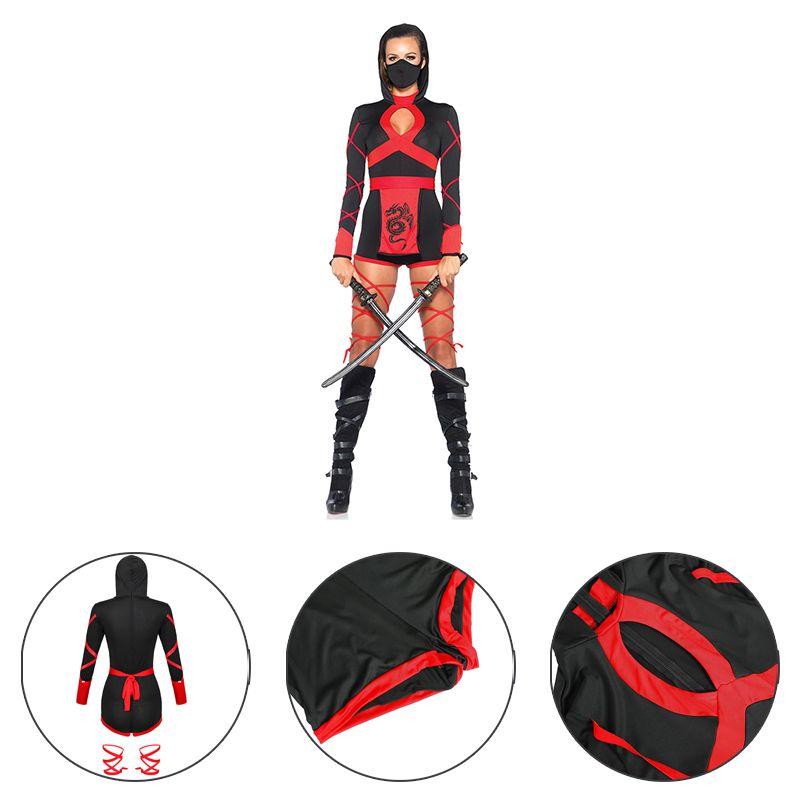 Cosplay Women Ninja Jumpsuit Warrior Halloween Costume Lady Fancy Outfits Dress