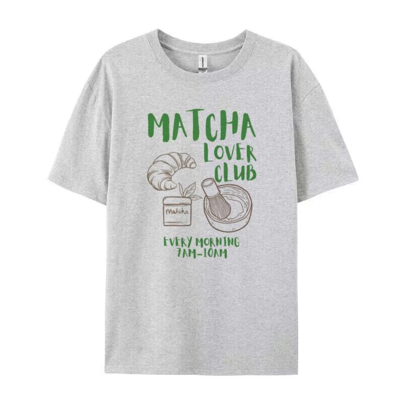 Matcha Lover Club Vintage TShirts for Women Cute Tea Lover T Shirt Short Sleeve Loose Retro Foodie Tshirt Unisex Tops Gift