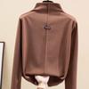 Pullover primavera autunno da donna Camicetta invernale Camicia con fondo in velluto Maglione da donna a collo alto