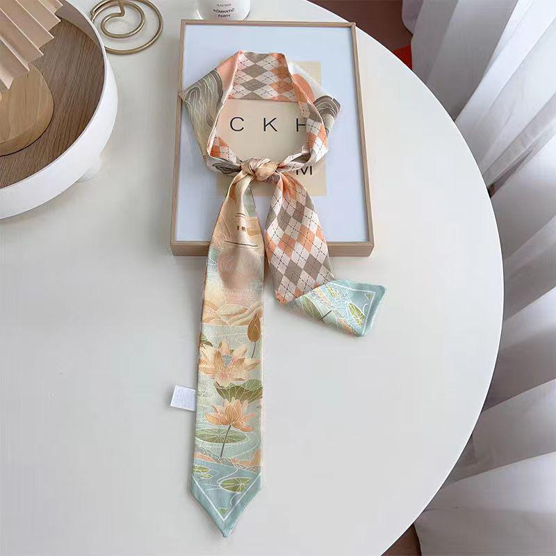 Retro Chinese Headband & Silk Ribbon Scarf: Elegant Horse Racing Decor for Bags & Hair