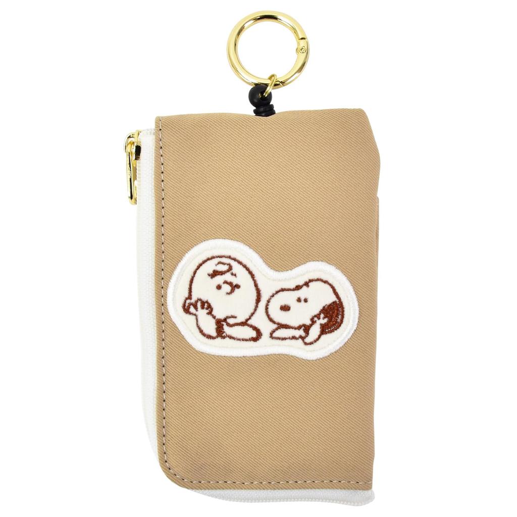 Husă pentru chei Snoopy Commuter Pass, cu rolă, pentru cheie inteligentă, pentru auto, bicicletă, tip rolă, breloc, 2 carduri, depozitare accesorii