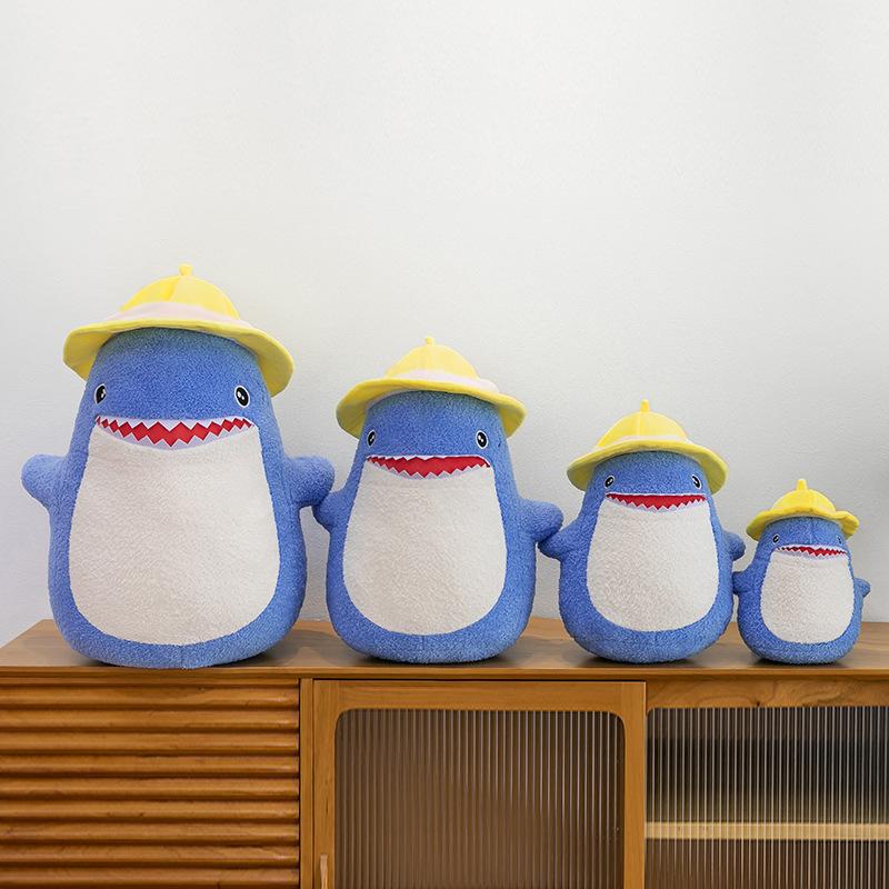 60cm Cute Cartoon Plush Stuffed Toy Soft Sofa Pillow with Hat Shark Large Doll Birthday Gift Kawaii Room Decoration