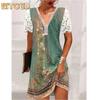 Fashion Summer Spring Short Sleeve V-Neck Casual Dresses